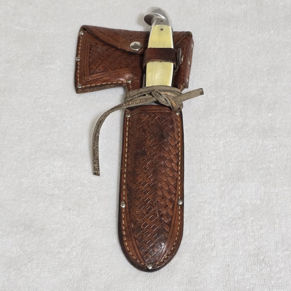 VTG Western Boulder Colo Knife Axe‎ Combo Set with Leather Sheath USA 1930s